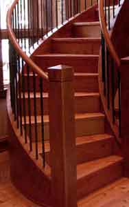 Custom-built wood curved stair