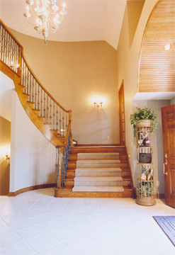 Custom-built wood curved stair